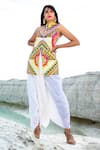 XOXO Apurva_White Chanderi Silk Mandarin Collar Jacket And Dhoti Pant Set  _Online_at_Aza_Fashions