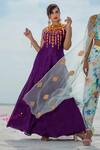 Buy_Xoxo Apurva_Purple Chanderi Silk Round Jumpsuit _at_Aza_Fashions