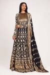Buy_Nakul Sen_Black Chiffon Round Floral Embroidered Anarkali With Dupatta _Online_at_Aza_Fashions