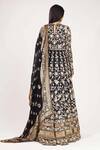 Shop_Nakul Sen_Black Chiffon Round Floral Embroidered Anarkali With Dupatta _at_Aza_Fashions