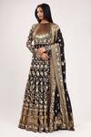 Nakul Sen_Black Chiffon Round Floral Embroidered Anarkali With Dupatta _Online_at_Aza_Fashions