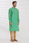 Arihant Rai Sinha Green Jacquard, Silk, Brocade Embroidery Kurta Online at Aza Fashions Arihant Rai Sinha_Green Jacquard, Silk, Brocade Embroidery Kurta _Online_at_Aza_Fashions