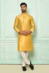 Buy_Arihant Rai Sinha_Yellow Jacquard Solid Straight Kurta_at_Aza_Fashions