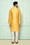 Shop_Arihant Rai Sinha_Yellow Jacquard Solid Straight Kurta_at_Aza_Fashions