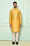 Shop_Arihant Rai Sinha_Yellow Jacquard Solid Straight Kurta_Online_at_Aza_Fashions