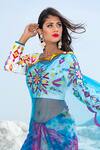 Xoxo Apurva_Blue Saree Georgette Blouse Silk Chanderi Round Tie Dye With  _Online_at_Aza_Fashions