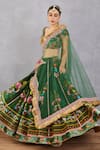 Buy_Torani_Green Blouse And Lehenga Velvet, Cotton Silk Lehenga Panna Qurbat Bridal Set _at_Aza_Fashions
