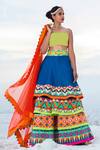 Buy_Xoxo Apurva_Multi Color Silk Chanderi Layered Lehenga Set  _at_Aza_Fashions