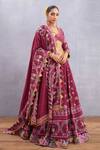 Buy_Torani_Red Blouse Thin Handwoven Chanderi, Cancan Dupatta Manika Aoruni Bridal Set_at_Aza_Fashions
