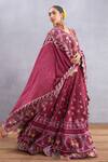 Torani_Red Blouse Thin Handwoven Chanderi, Cancan Dupatta Manika Aoruni Bridal Set_Online_at_Aza_Fashions
