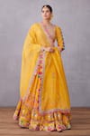 Buy_Torani_Yellow Blouse Pure Cotton Silk Printed Round Sunehra Aoruni Bridal Lehenga Set _at_Aza_Fashions