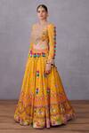 Torani_Yellow Blouse Pure Cotton Silk Printed Round Sunehra Aoruni Bridal Lehenga Set _Online_at_Aza_Fashions