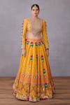 Buy_Torani_Yellow Blouse Pure Cotton Silk Printed Round Sunehra Aoruni Bridal Lehenga Set _Online_at_Aza_Fashions