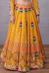 Shop_Torani_Yellow Blouse Pure Cotton Silk Printed Round Sunehra Aoruni Bridal Lehenga Set _Online_at_Aza_Fashions