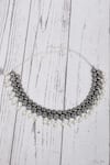 Buy_Samyukta Singhania_Silver Plated Stone And Pearls Oxidised Choker Necklace Set _Online_at_Aza_Fashions