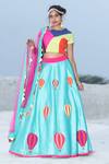 Buy_Xoxo Apurva_Blue Silk Chanderi Round Lehenga Set  _at_Aza_Fashions
