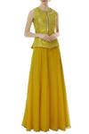 Buy_Yashodhara_Yellow Chiffon Jumpsuit With Embellished Jacket_at_Aza_Fashions