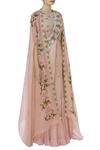 Yashodhara_Pink Organza Embroidered Lehenga Set With Cape_Online_at_Aza_Fashions