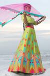 Xoxo Apurva_Green Silk Chanderi U Neck Embroidered Lehenga Set  _Online_at_Aza_Fashions