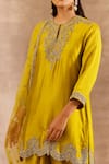 JAYANTI REDDY_Yellow Silk Embroidered Zardozi Round Tunic Dhoti Pant Set  _Online_at_Aza_Fashions