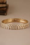 Smars Jewelry_Gold Plated Geometric Stone Embellished Bangles - Set Of 4_Online_at_Aza_Fashions