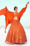 Buy_Xoxo Apurva_Orange Tulle Lehenga And Draped Blouse Set  _at_Aza_Fashions