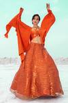Shop_Xoxo Apurva_Orange Tulle Lehenga And Draped Blouse Set  _at_Aza_Fashions