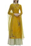 Buy_Joy Mitra_Yellow Embroidered Kurta Lehenga Set _at_Aza_Fashions