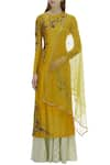 Joy Mitra_Yellow Embroidered Kurta Lehenga Set _Online_at_Aza_Fashions