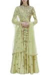 Buy_Joy Mitra_Yellow Embroidered Kurta Lehenga Set _at_Aza_Fashions