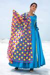 Buy_Xoxo Apurva_Blue Silk Chanderi Round Anarkali With Dupatta  _at_Aza_Fashions