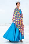Xoxo Apurva_Blue Silk Chanderi Round Anarkali With Dupatta  _Online_at_Aza_Fashions