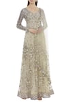 Buy_Manish Malhotra_Beige Crepe Embroidered Anarkali Set_at_Aza_Fashions