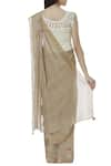 Shop_Nadiya Paar_Beige Linen Printed Saree_at_Aza_Fashions