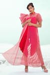 Buy_Xoxo Apurva_Pink Jumpsuit Silk Chanderi Jacket Tulle Jacket Dhoti With  _at_Aza_Fashions