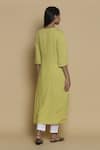 Shop_Abraham & Thakore_Yellow Viscose Round Embroidered Long Kurta _at_Aza_Fashions