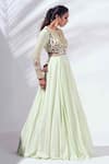 Shop_Suruchi Parakh_Green Shantoon Georgette Embellished Gown_at_Aza_Fashions