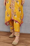 Shop_Torani_Yellow Cotton Silk Embroidery V Neck Sunehra Aqsa Kaftan And Pant Set _Online_at_Aza_Fashions