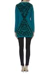 Shop_Urvashi Joneja_Blue Embroidery Geometric V-neckline Top  _at_Aza_Fashions