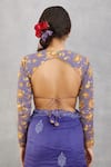 Shop_Torani_Purple Cotton Silk Embroidery Round Jamuni Yuvani Blouse _at_Aza_Fashions