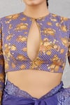 Torani_Purple Cotton Silk Embroidery Round Jamuni Yuvani Blouse _at_Aza_Fashions