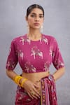 Buy_Torani_Red Pure Cotton Silk Printed Round Manika Aashvani Blouse _at_Aza_Fashions