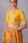 Buy_Torani_Yellow Pure Cotton Silk Printed Round Sunehra Aashvani Blouse _at_Aza_Fashions