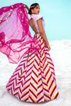 Shop_XOXO Apurva_Pink Silk Chanderi Cape Tulle Cape Mandarin Collar And Lehenga Set _at_Aza_Fashions