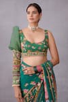 Buy_Torani_Green Pure Cotton Silk Printed Scoop Neck Panna Mahnoor Blouse _at_Aza_Fashions