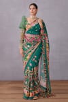 Buy_Torani_Green Crepe , Kota Doria, Pure Cotton Panna Mahnoor Saree _at_Aza_Fashions