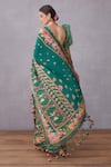 Shop_Torani_Green Crepe , Kota Doria, Pure Cotton Panna Mahnoor Saree _at_Aza_Fashions
