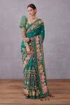 Buy_Torani_Green Crepe , Kota Doria, Pure Cotton Panna Mahnoor Saree _Online_at_Aza_Fashions