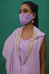 XOXO Apurva_Purple Crepe Lapel Draped Dress With Mask  _at_Aza_Fashions