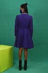 Shop_XOXO Apurva_Purple Heavy Cotton Satin Lapel Flared Coat Dress With Mask  _at_Aza_Fashions